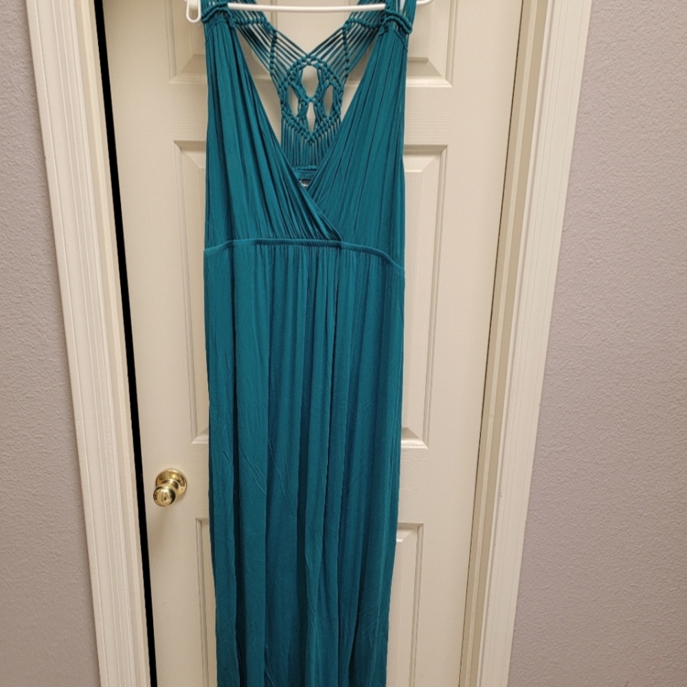 Teal Maxi Dress with Crochet Back